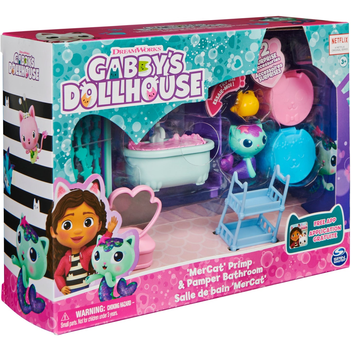 Spinmaster Gabby's Dollhouse Deluxe Room Badezimmer (mit Meerkätzchen-Figur)