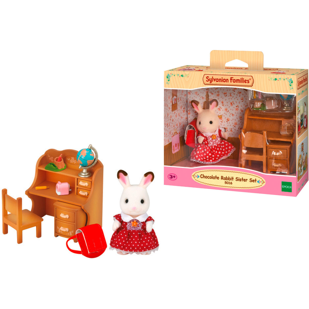 Sylvanian Families - Schokoladenhasen Schwester Schreibtisch Set, Konstruktionsspielzeug