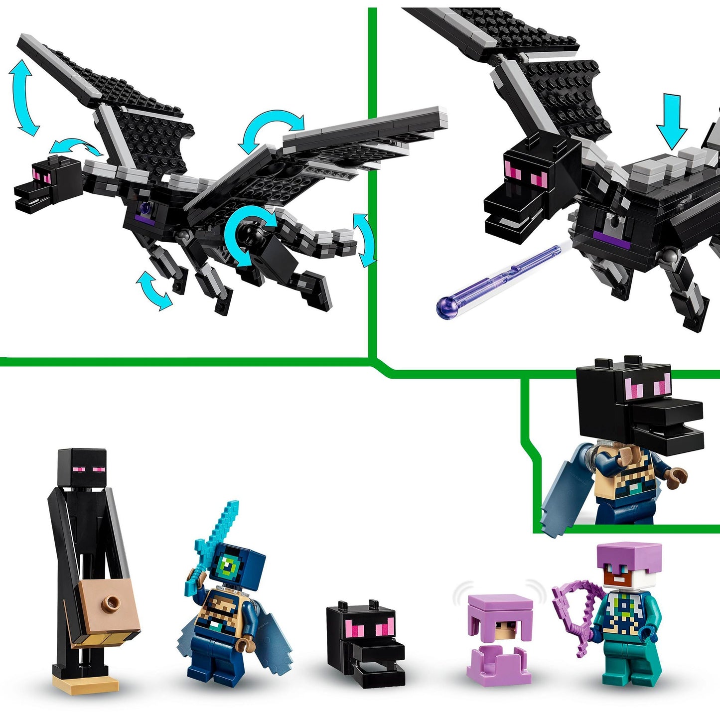 LEGO 21264 Minecraft Der Enderdrache und das Endschiff, Konstruktionsspielzeug