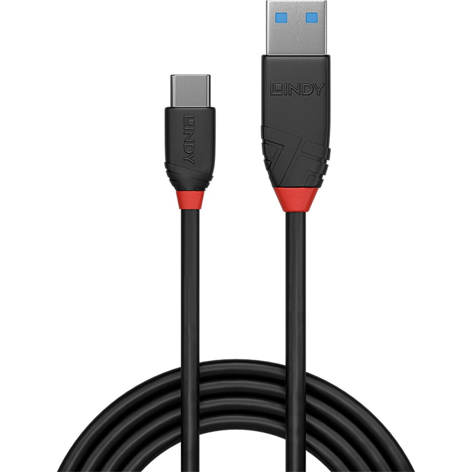 Lindy USB 3.2 Gen 2 Kabel Black Line, USB-A Stecker > USB-C Stecker (schwarz, 0,5 Meter)