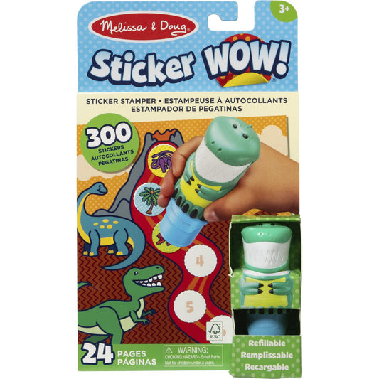 Melissa & Doug - Sticker WOW! Dinosaurier Aufkleberstempel & Block, Basteln