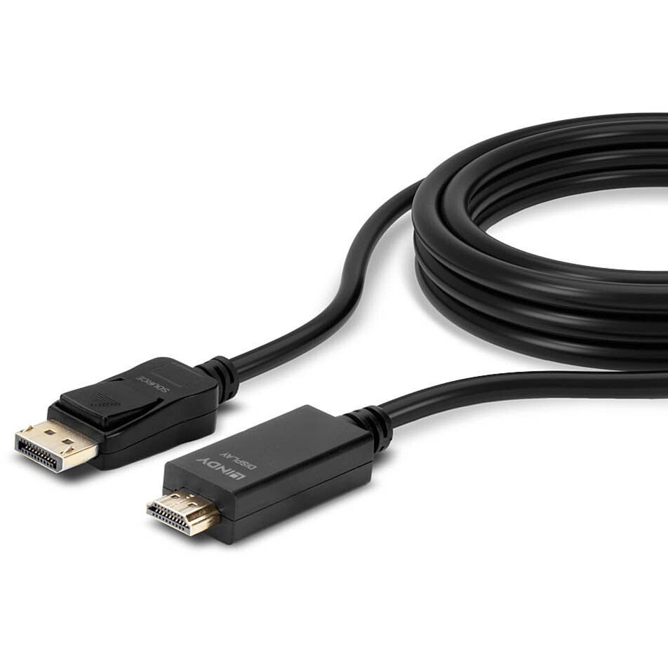 Lindy Adapterkabel DisplayPort > HDMI 10,2 Gbit/s (schwarz, 2 Meter)