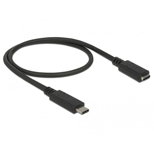 DeLOCK USB 3.2 Gen 1 Verlängerungskabel, USB-C Stecker > USB-C Buchse (schwarz, 0,5 Meter, SuperSpeed)