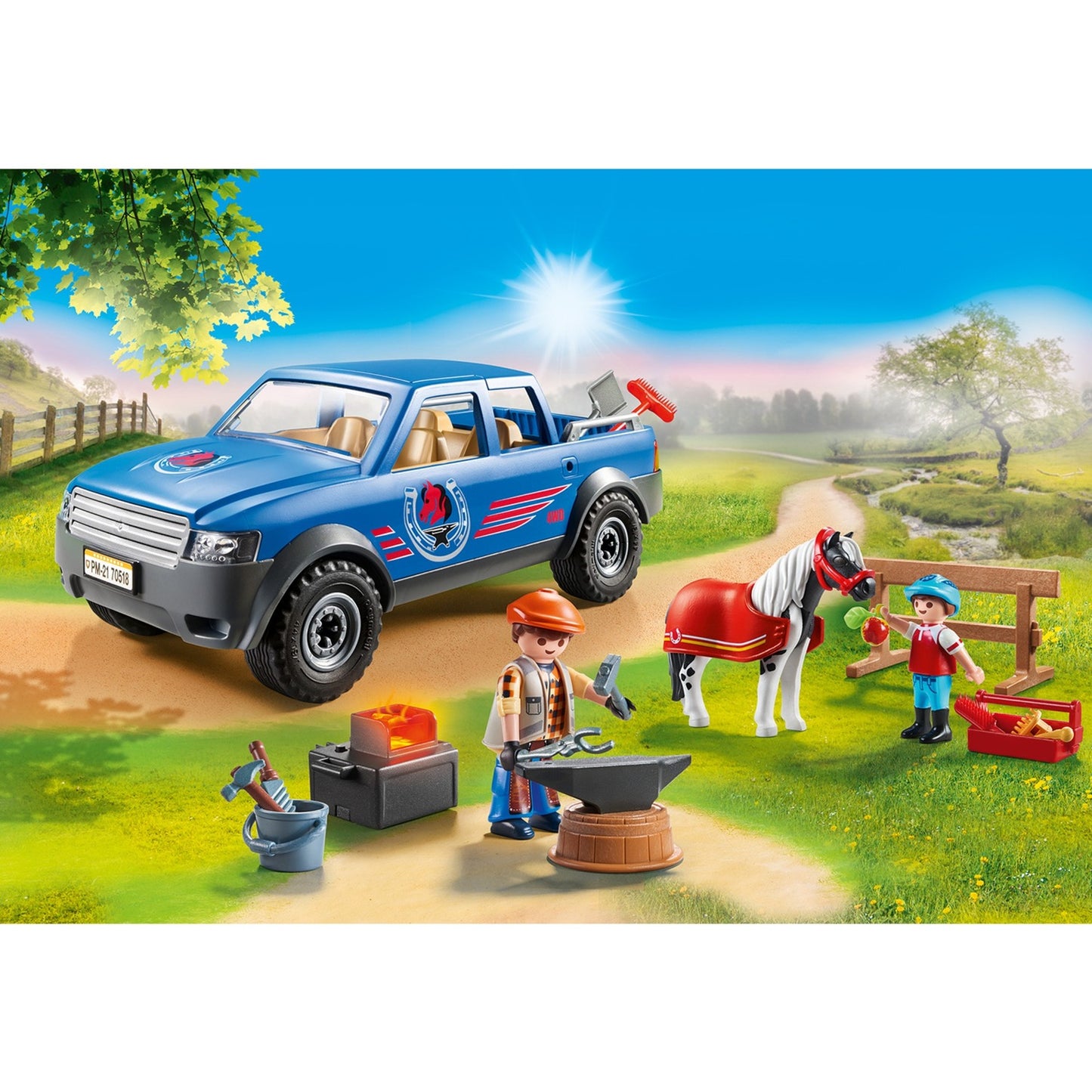 PLAYMOBIL 70518 Country Mobiler Hufschmied, Konstruktionsspielzeug