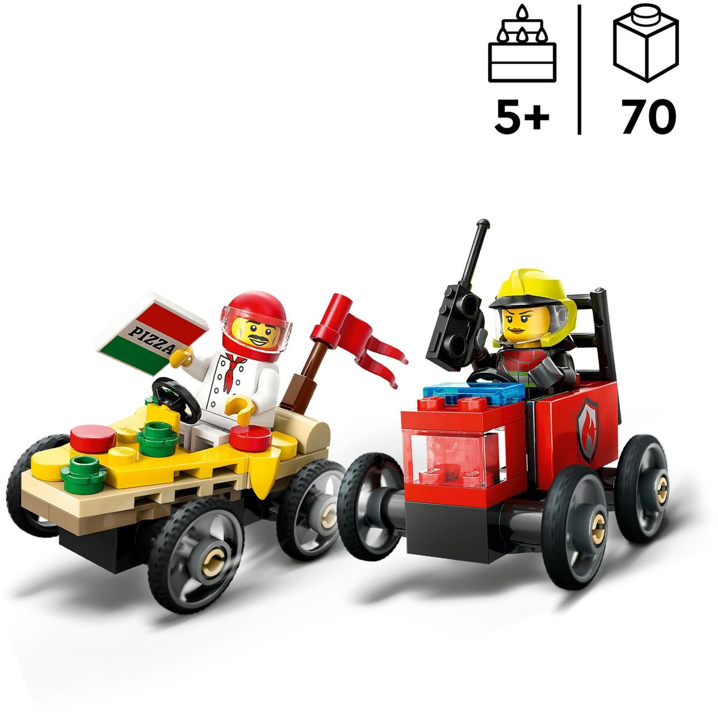 60458 City Pizzalieferwagen vs. Löschauto, Konstruktionsspielzeug