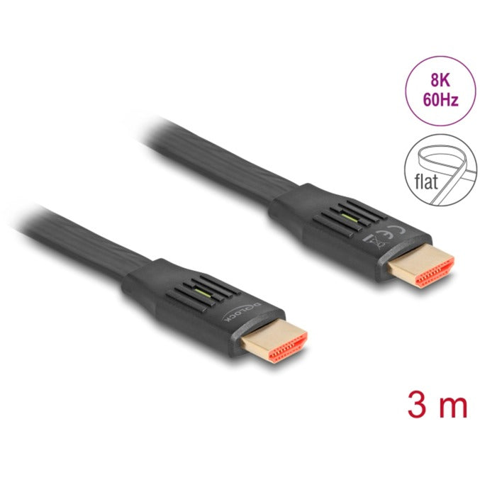 DeLOCK High Speed HDMI-Flachbandkabel 48 Gps 8K 60Hz (schwarz, 3 Meter)