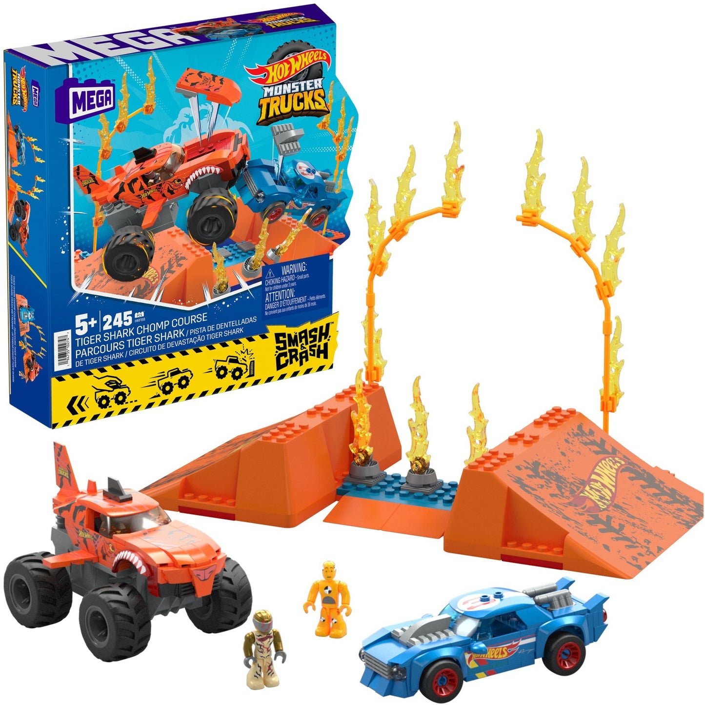 Hot Wheels Monster Trucks Tiger Shark Crash Wettkampf, Spielfahrzeug