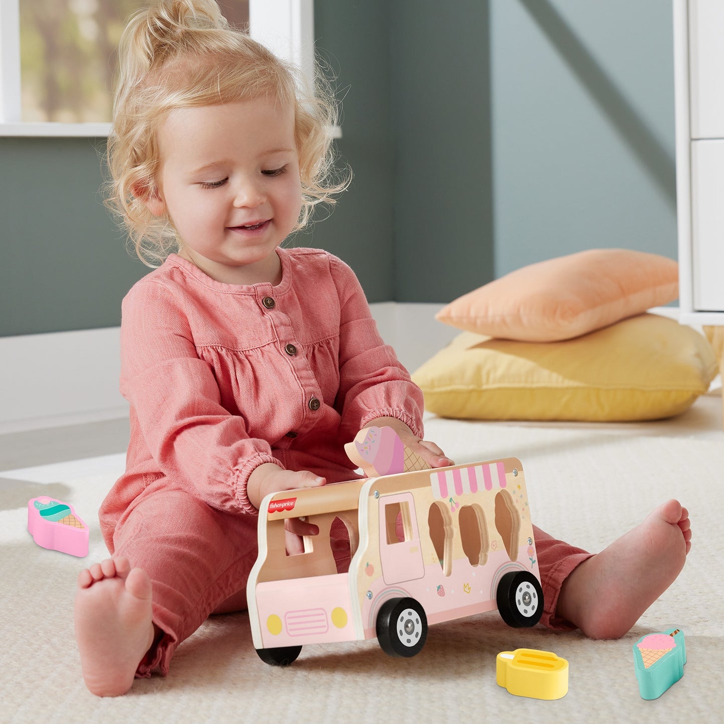 Fisher-Price Eiscreme-Formensortierer aus Holz, Geschicklichkeitsspiel