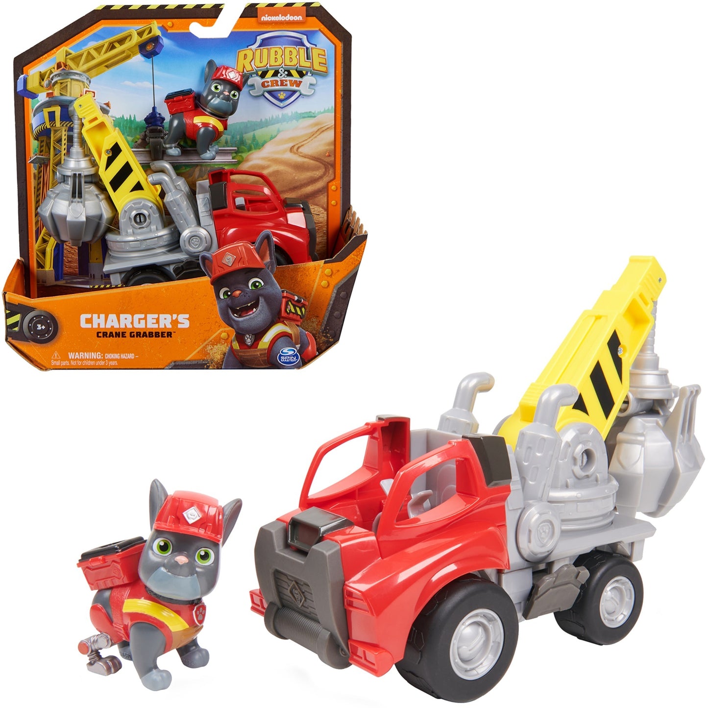 Spin Master Rubble & Crew - Kran-Baufahrzeug mit Charger-Figur, Spielfahrzeug