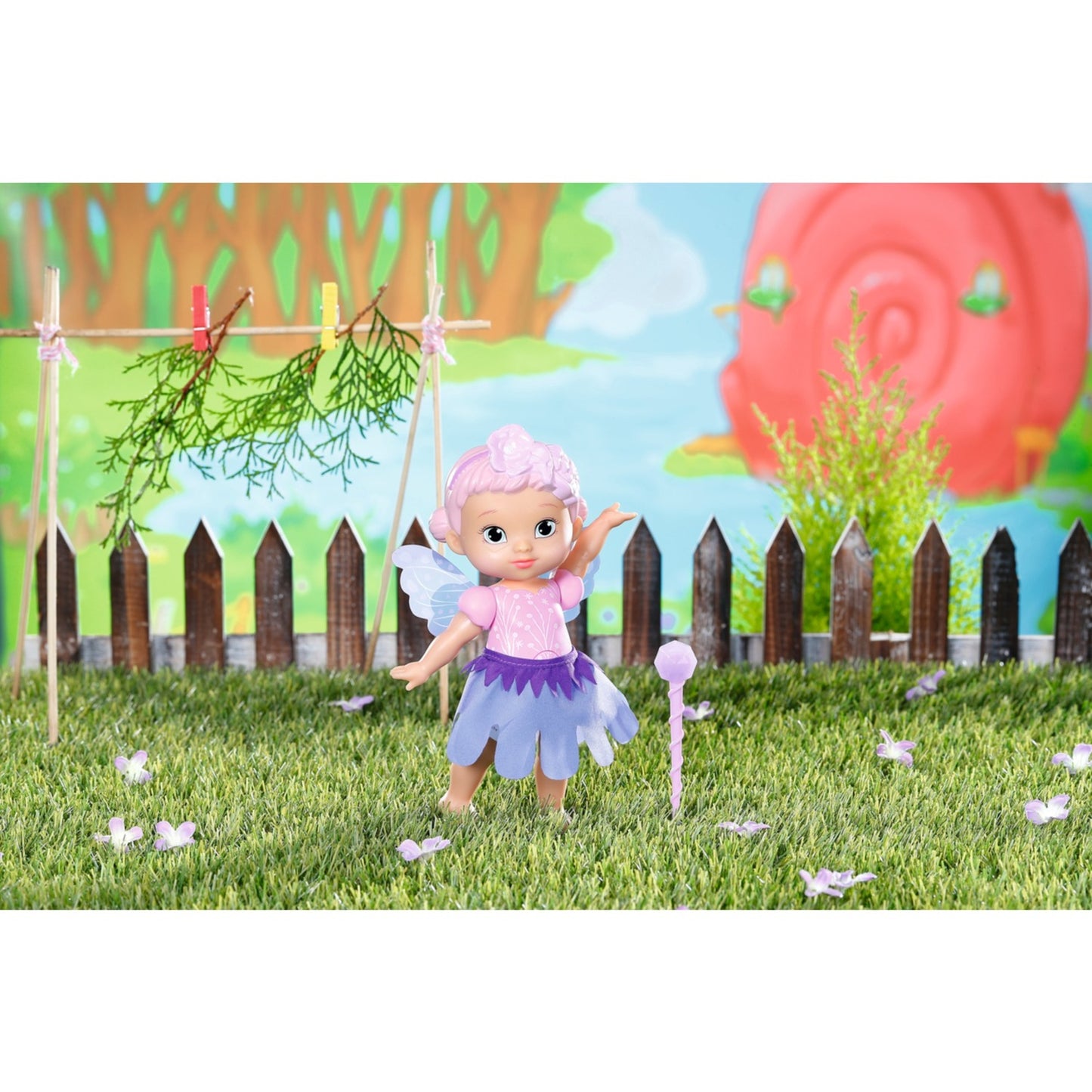 ZAPF Creation BABY born® Storybook Fairy Violet 18cm (mit Zauberstab, Bühne, Kulisse und Bilderbüchlein)