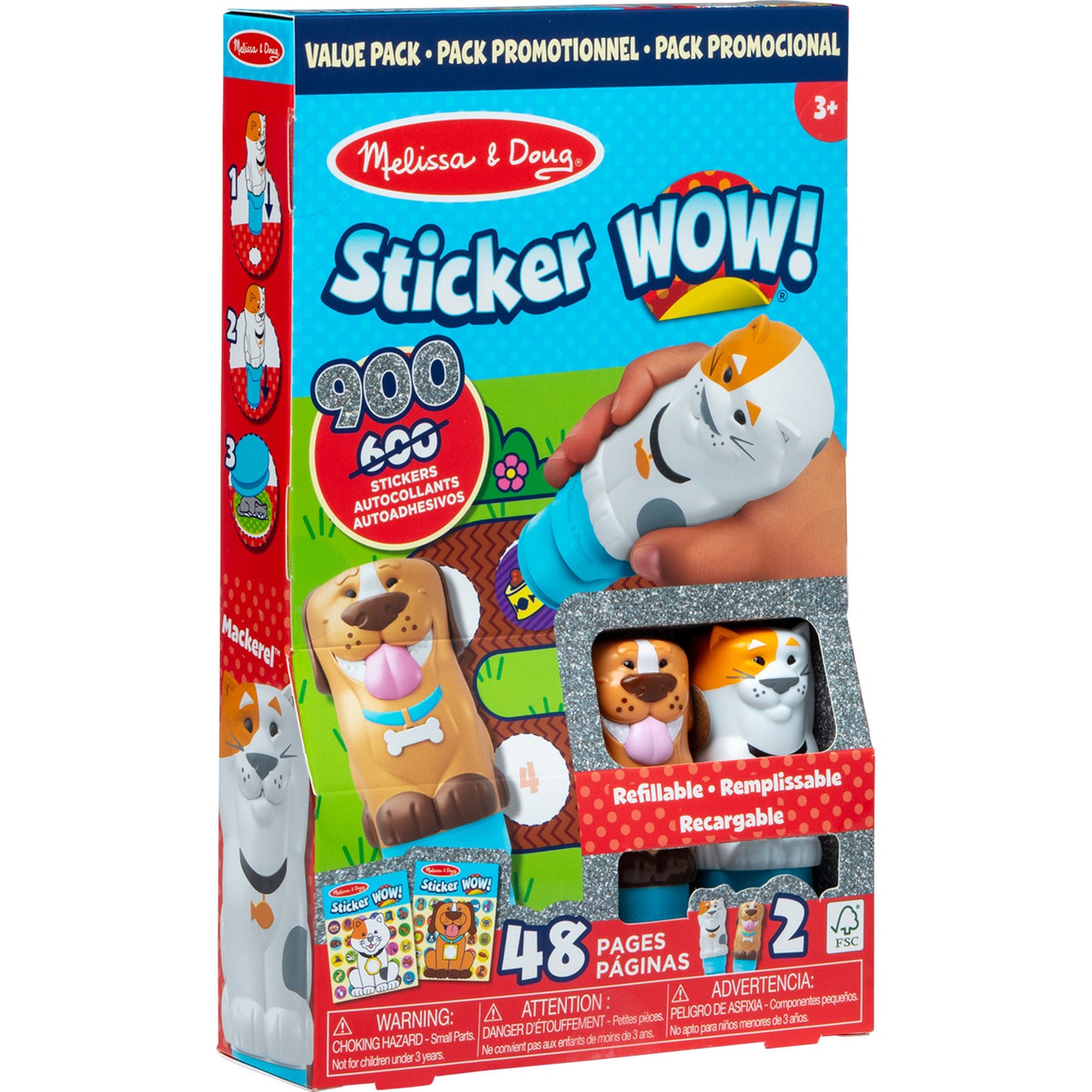 Melissa & Doug - Sticker WOW! Sticker-Stempelset 2er-Pack Tiere, Basteln