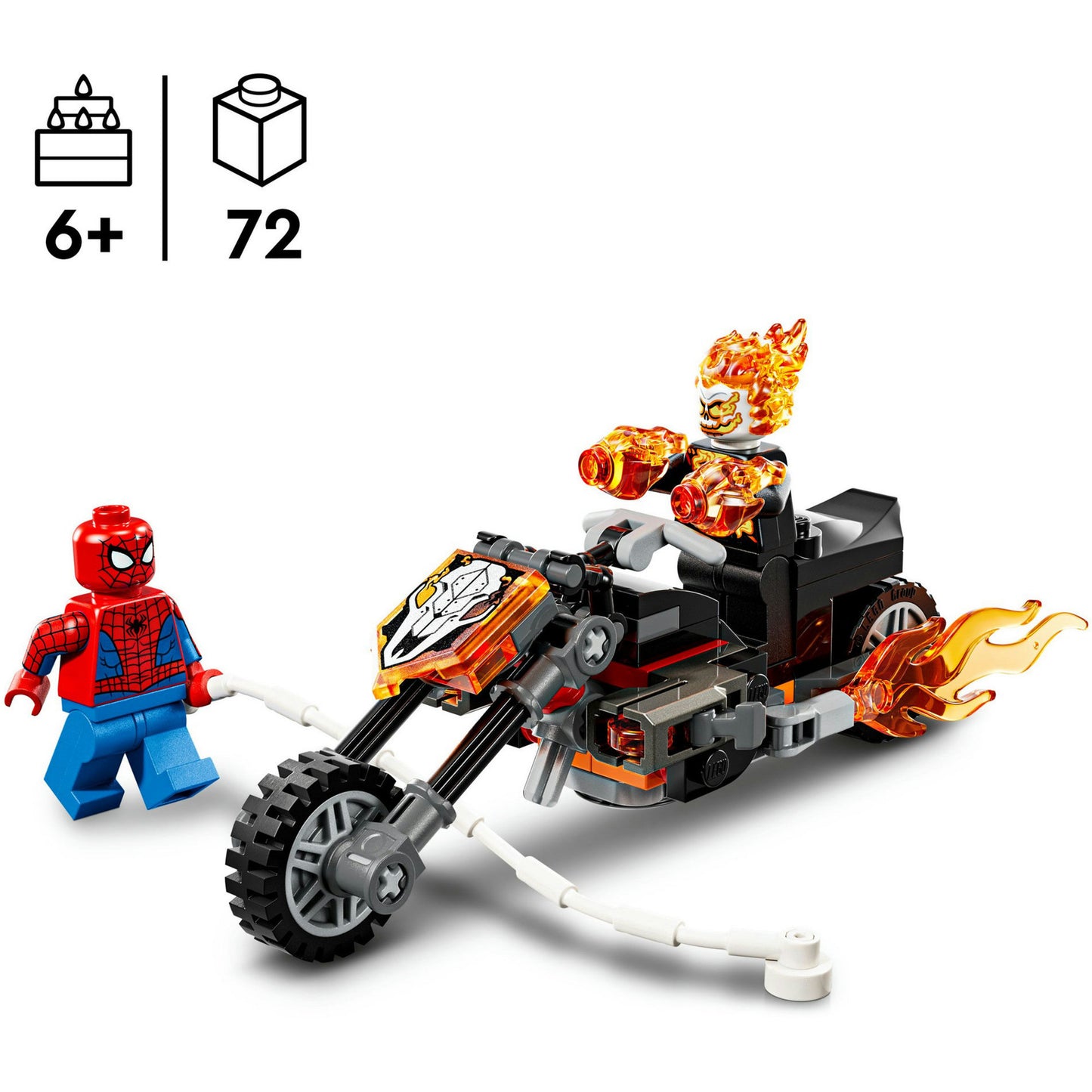 76335 Marvel Super Heroes Spider-Man vs. Ghost Rider auf seinem Motorrad, Konstruktionsspielzeug