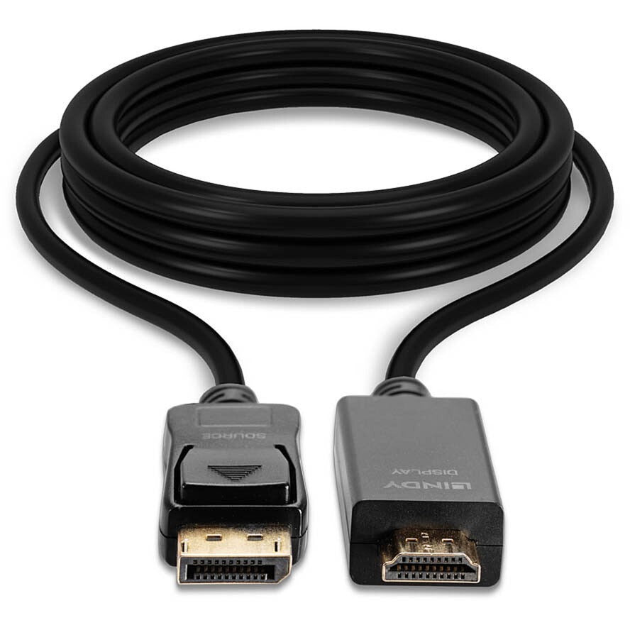 Lindy Adapterkabel DisplayPort > HDMI 10,2 Gbit/s (schwarz, 2 Meter)