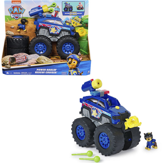 Paw Patrol Rescue Wheels - Chases Deluxe Monstertruck mit Geschoss-Abwurf, motorisierter Seilwinde, Lichtern & Geräuschen, Spielfahrzeug