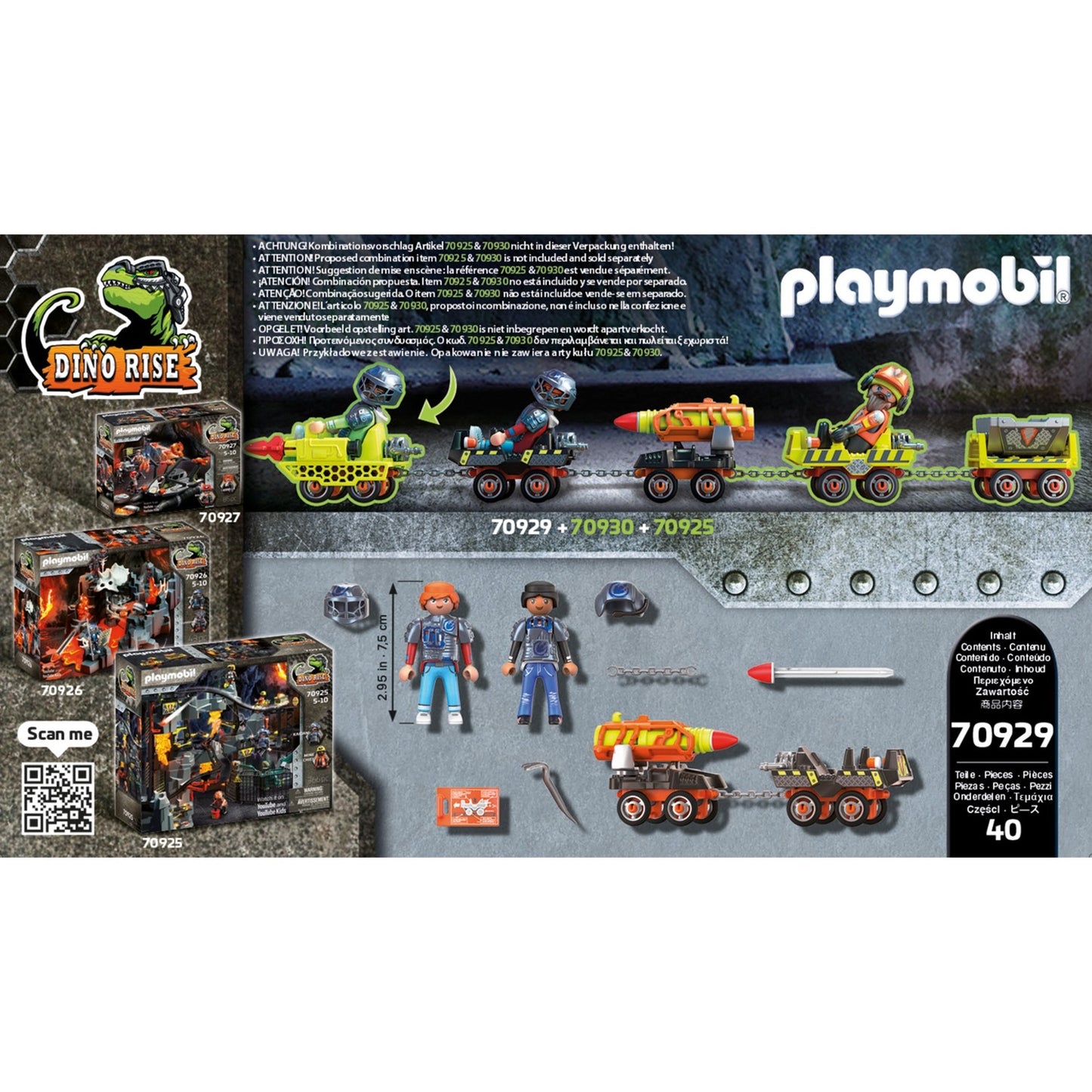 PLAYMOBIL 70929 Dino Rise Dino Mine Raketenkart, Konstruktionsspielzeug