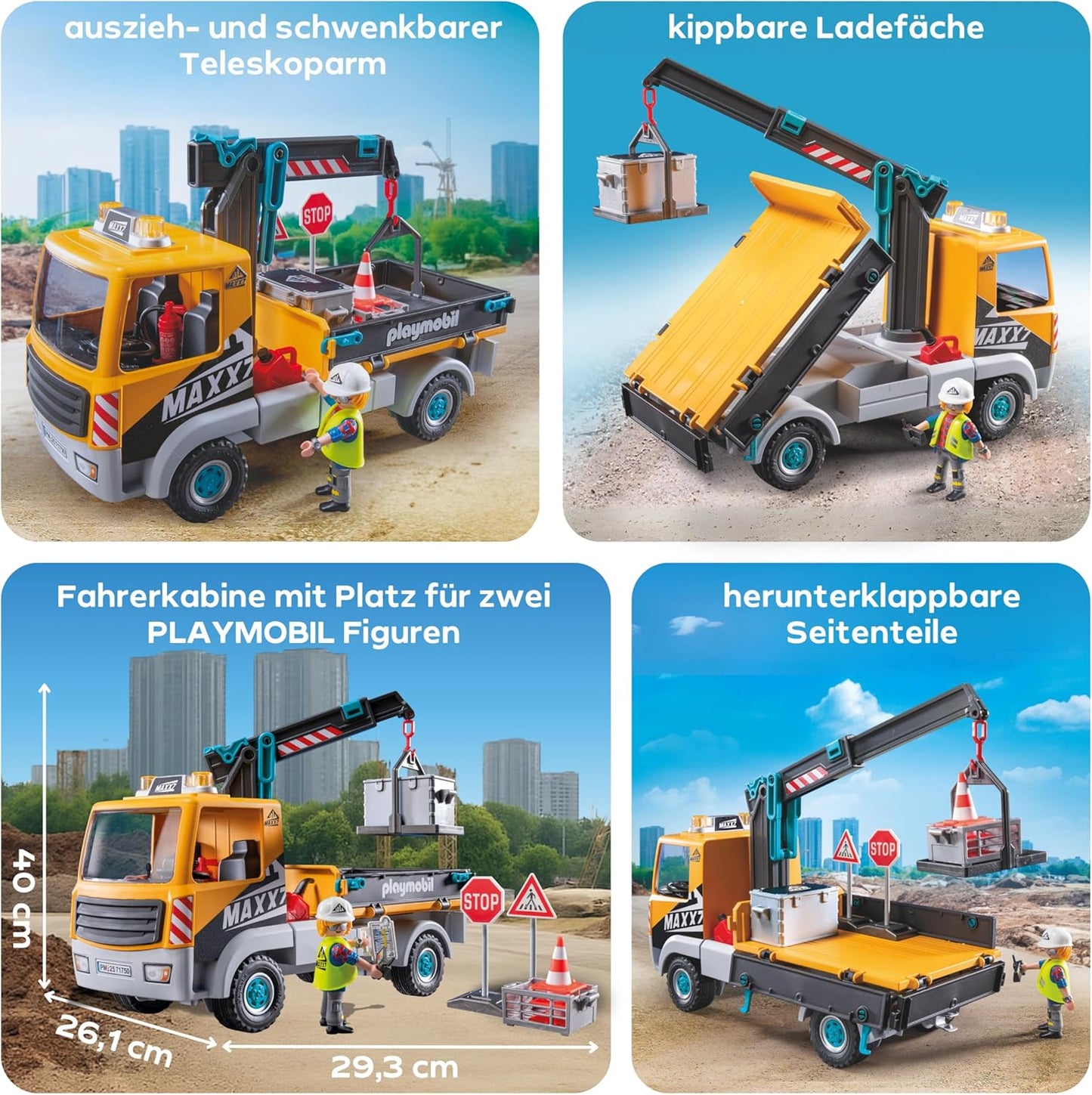 71750 Action Heroes Baustellen-LKW mit Kran, Konstruktionsspielzeug