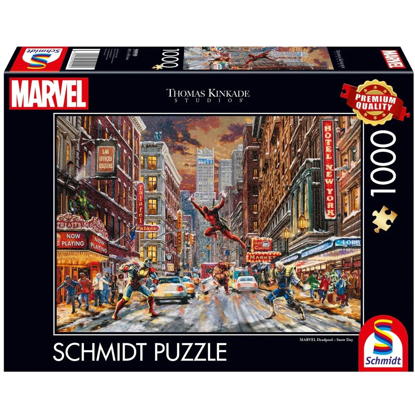 Schmidt Spiele Thomas Kinkade Studios: Marvel - Deadpool, Snow Day (1000 Teile)