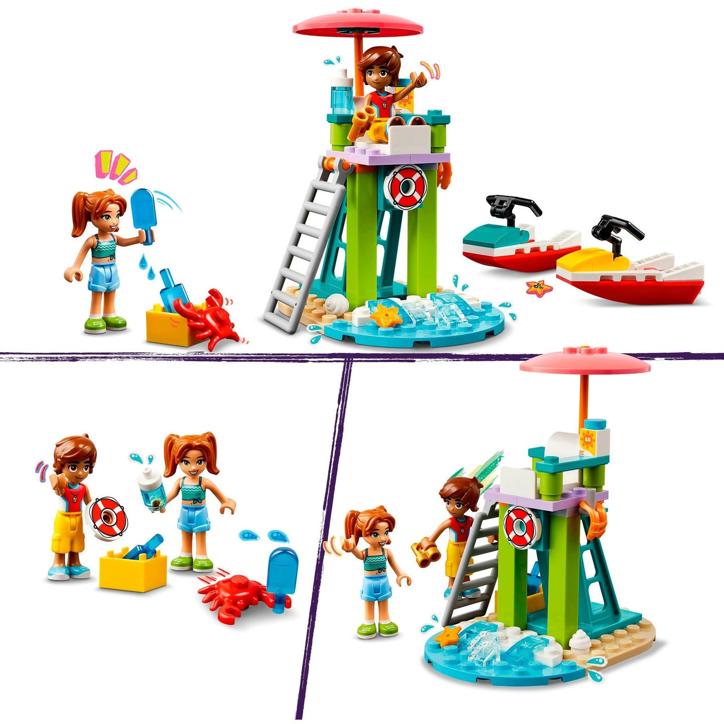 LEGO 42623 Friends Rettungsschwimmer Aussichtsturm mit Jetskis, Konstruktionsspielzeug