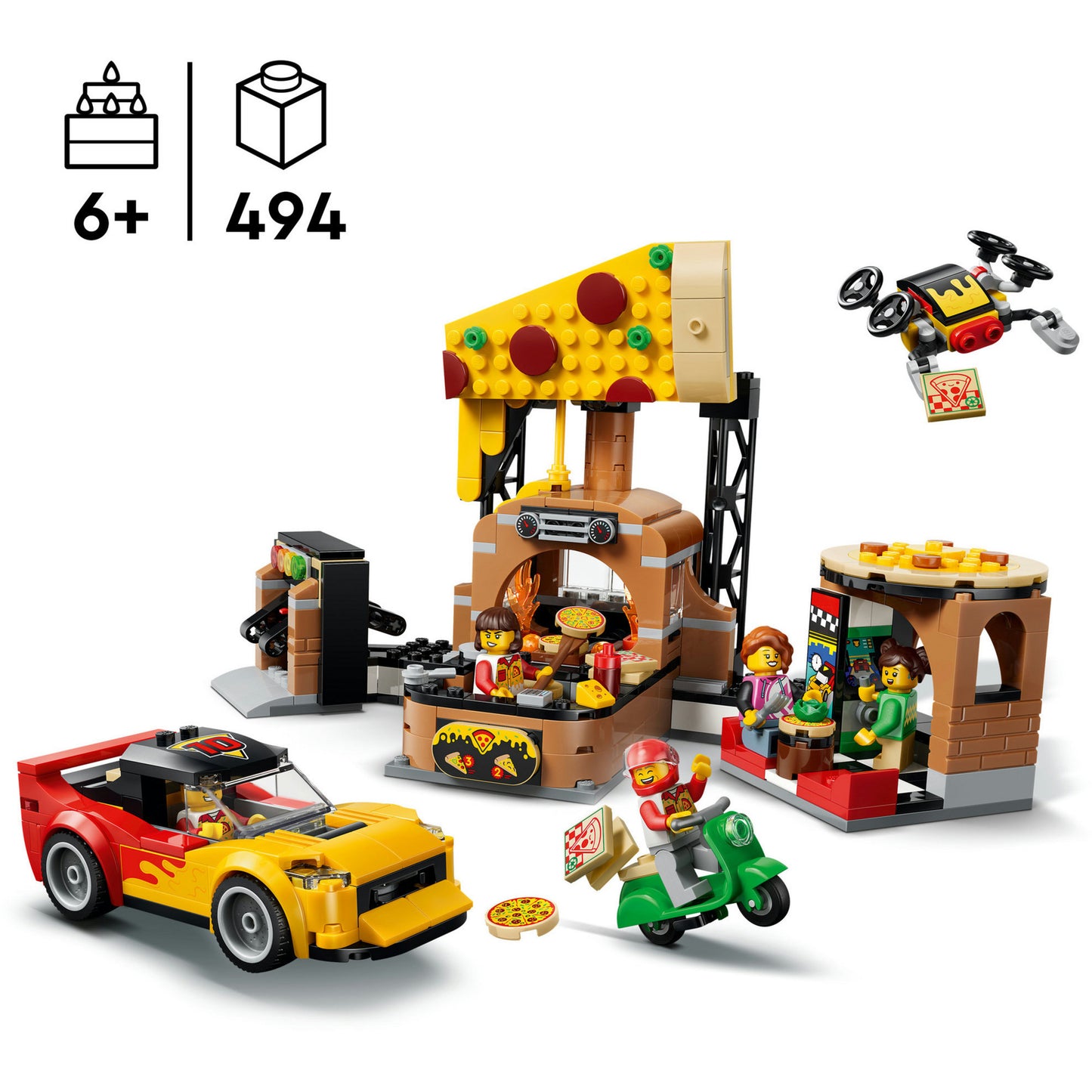 60496 City Pizza-Liefererlebnis mit Fahrzeugen, Konstruktionsspielzeug