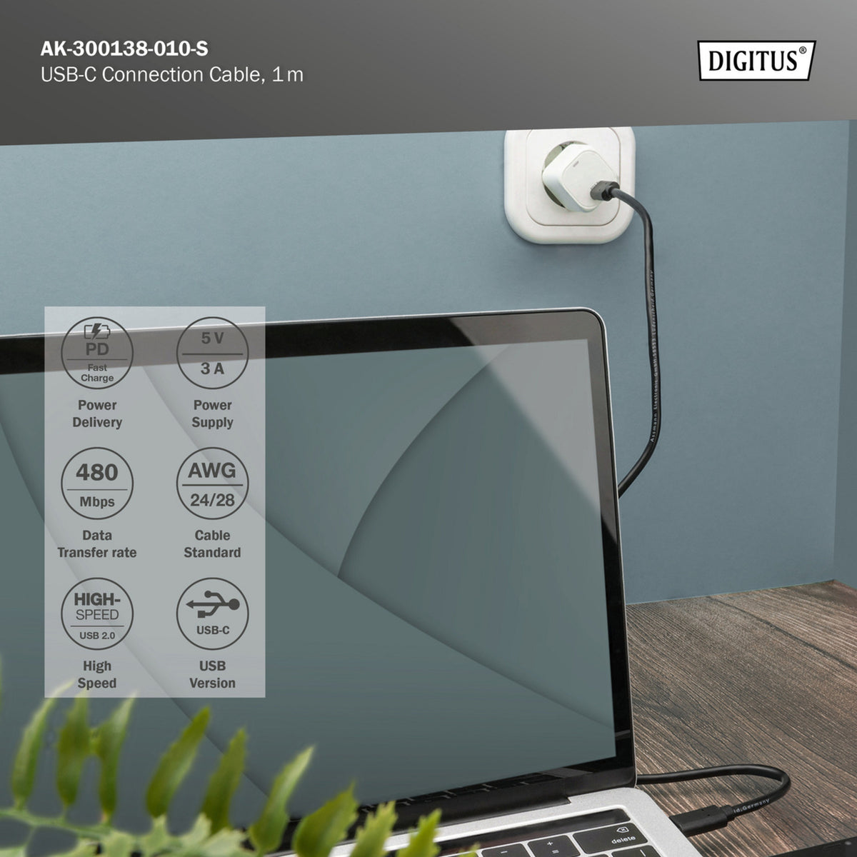 USB 2.0 Anschlusskabel USB-C > USB-C