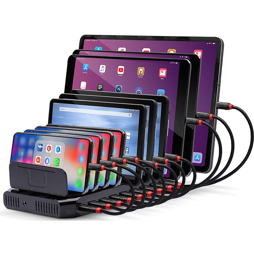 Lindy 10 Port USB-Ladestation (schwarz, gleichzeitiges Laden von bis zu 10 Tablets und/oder Smartphones)