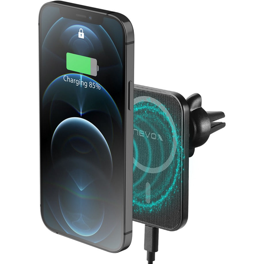 Nevox Wireless Fast Car Charger 15 Watt (schwarz, Kompatibel mit MagSafe)