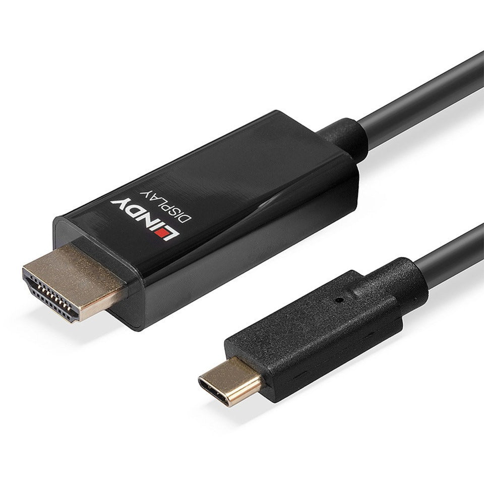 Lindy USB Adapterkabel, USB-C Stecker > HDMI Stecker (schwarz, 10 Meter, 4K 60Hz, + HDR)