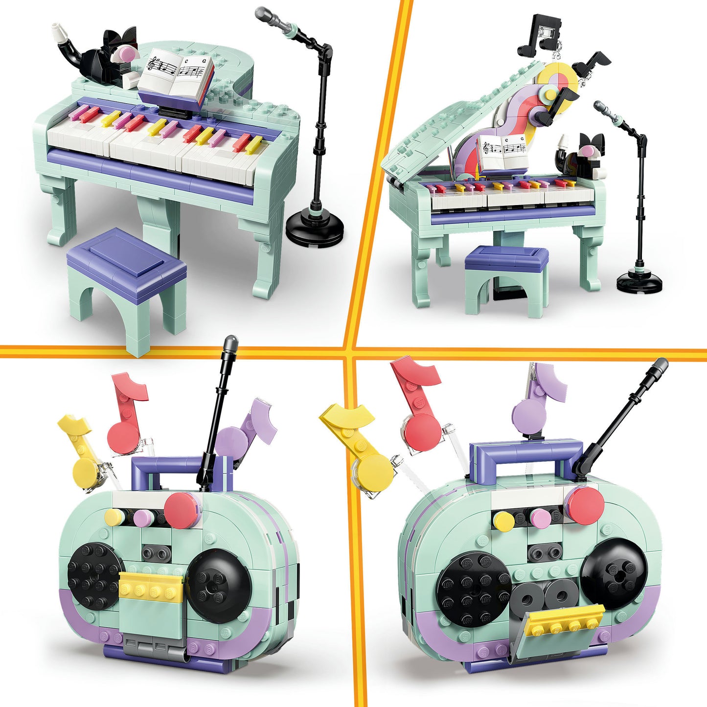 31392 Creator 3-in-1 Deko-Klavier mit Katze, Konstruktionsspielzeug