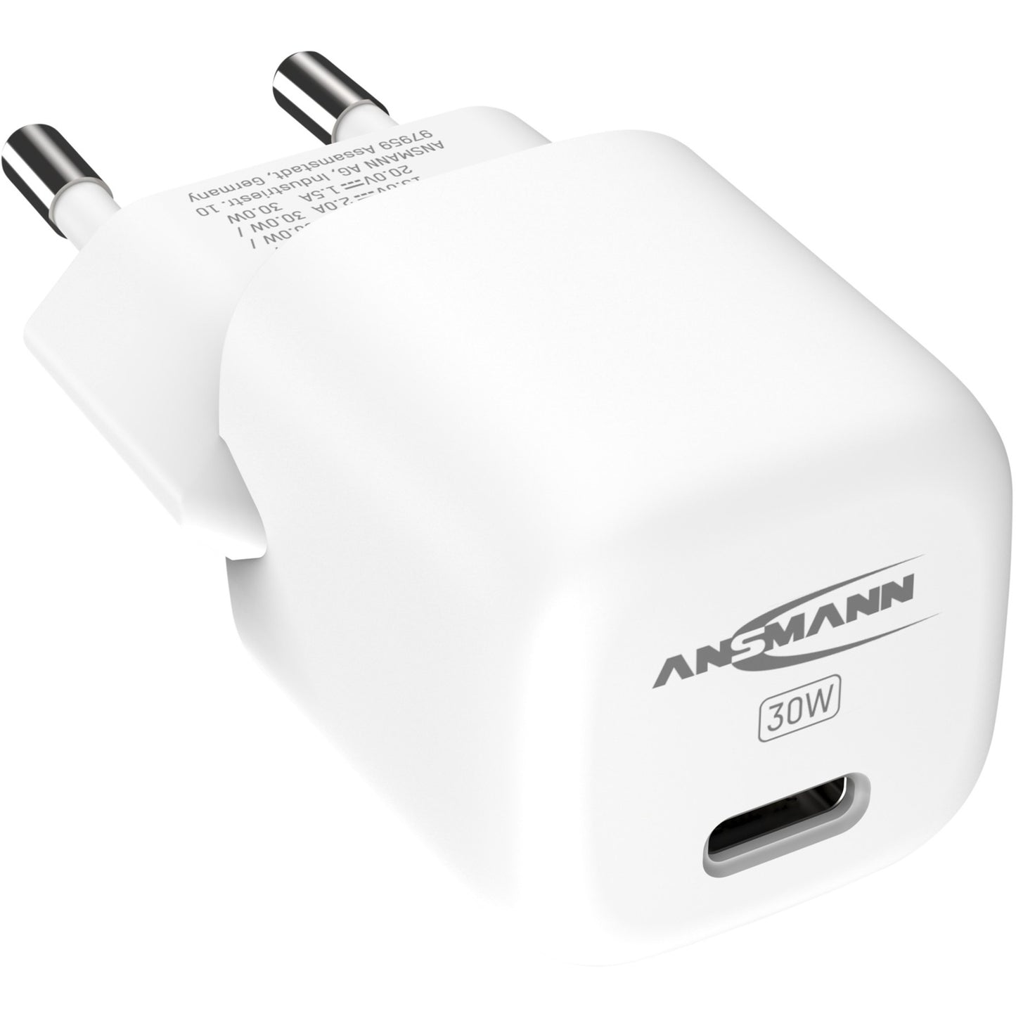 Ansmann Home Charger HC130PD-mini, 30 Watt (weiss, 1x USB-C, GaN, PowerDelivery, Multisafe-Technologie)