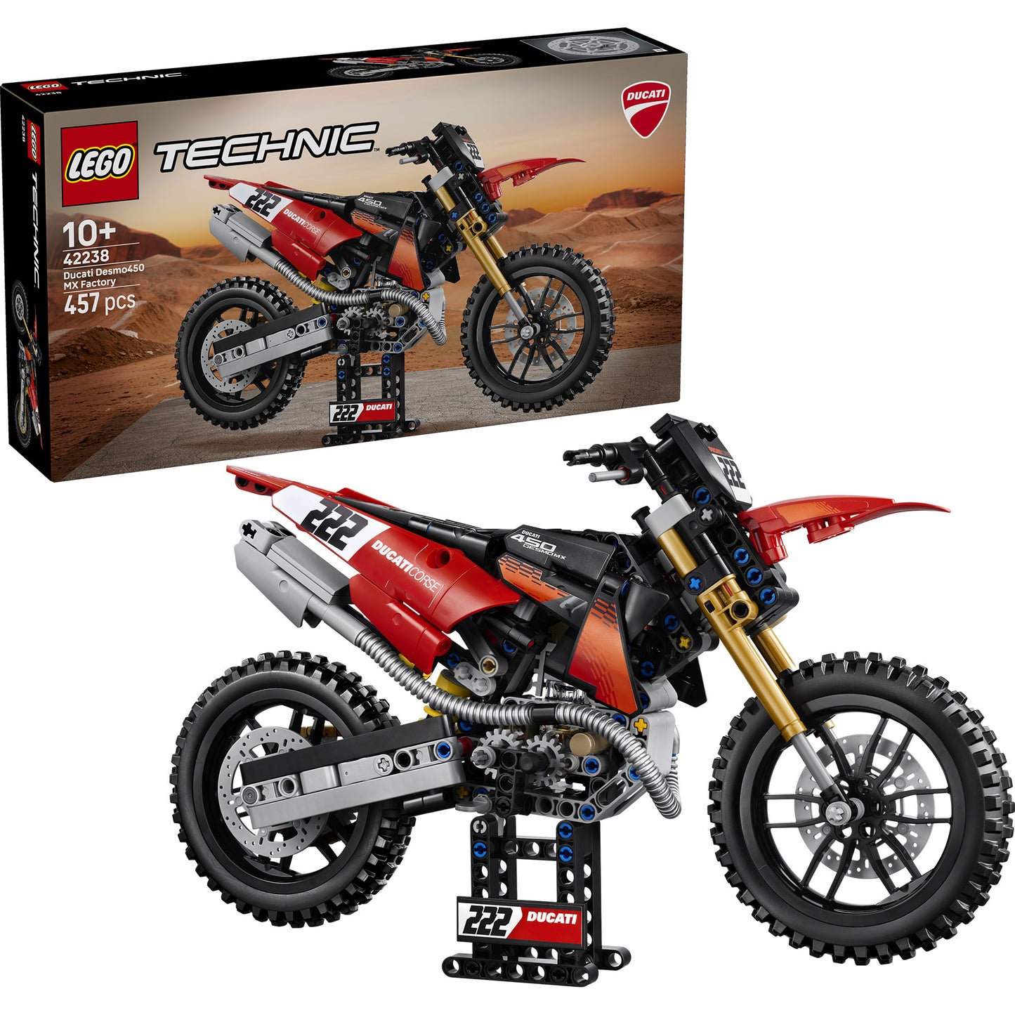 42238 Technic Ducati Desmo450 MX Factory Motorrad, Konstruktionsspielzeug