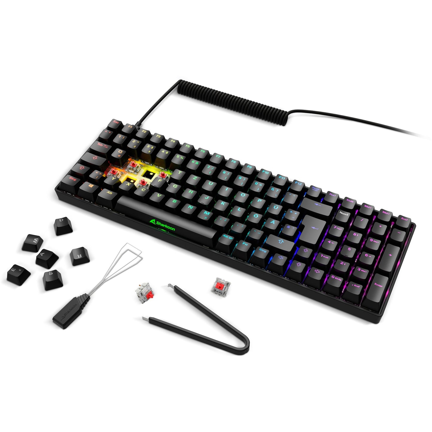 Sharkoon SKILLER SGK50 S2 (schwarz, DE-Layout, Gateron Red)