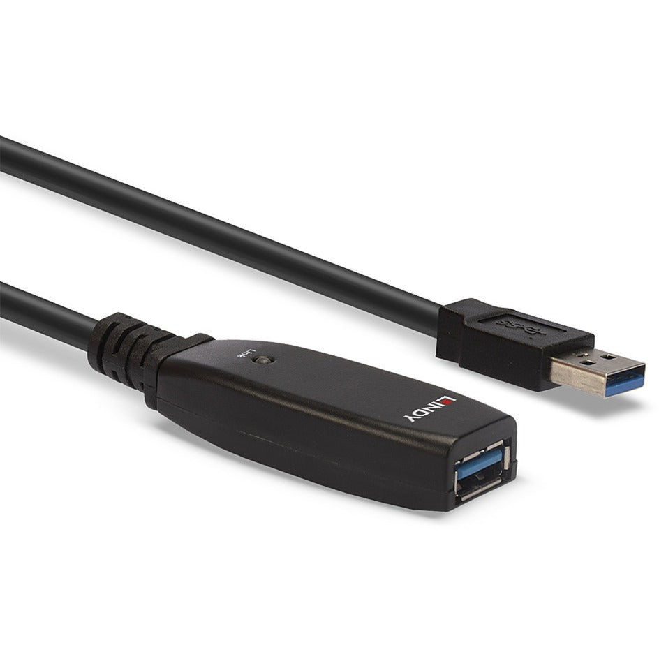 Lindy USB 3.2 Gen 1 Aktivverlängerungskabel Slim, USB-A Stecker > USB-A Buchse (schwarz, 15 Meter)