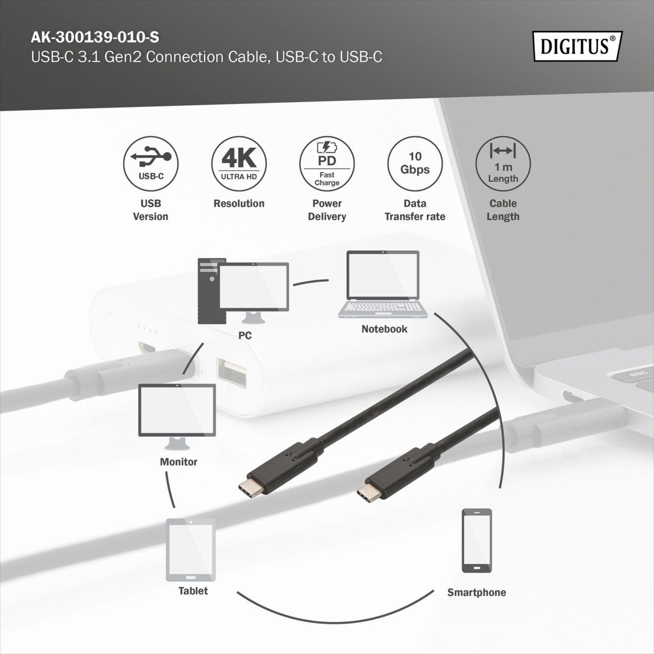 USB 3.2 Gen 2 Anschlusskabel USB-C > USB-C