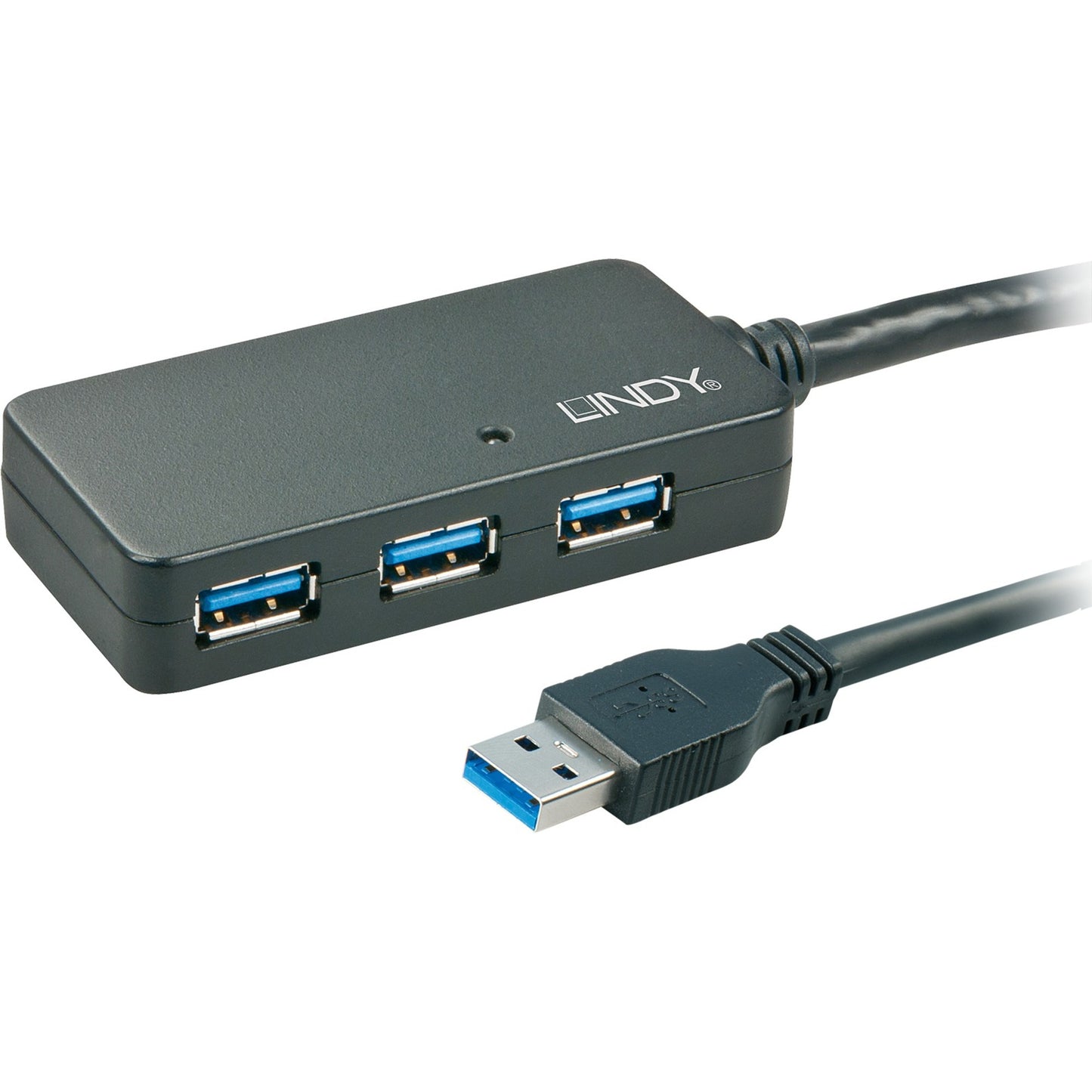 Lindy USB 3.2 Gen 1 Aktivhub Pro, USB-A Stecker > 3x USB-A Buchse (schwarz, 10 Meter)