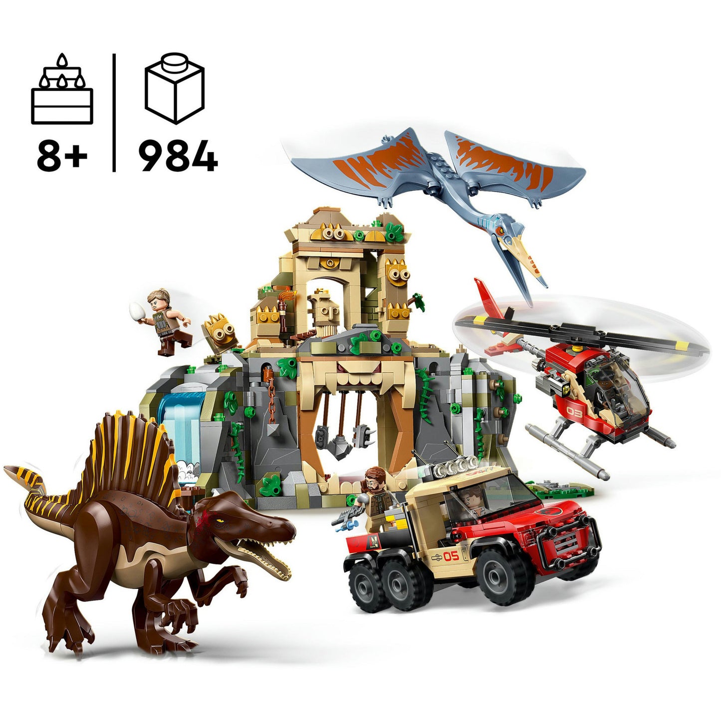 76976 Jurassic World Spinosaurier & Quetzalcoatlus: Hubschrauber-Einsatz, Konstruktionsspielzeug
