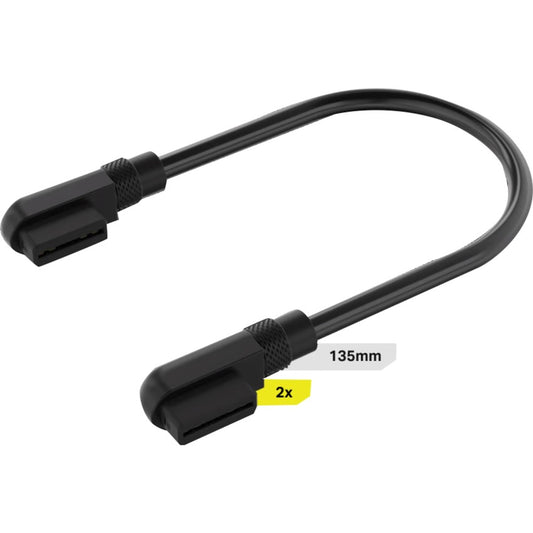 Corsair iCUE LINK Slim-Kabel, 135mm, 90° abgewinkelt (schwarz, 2 Stück)