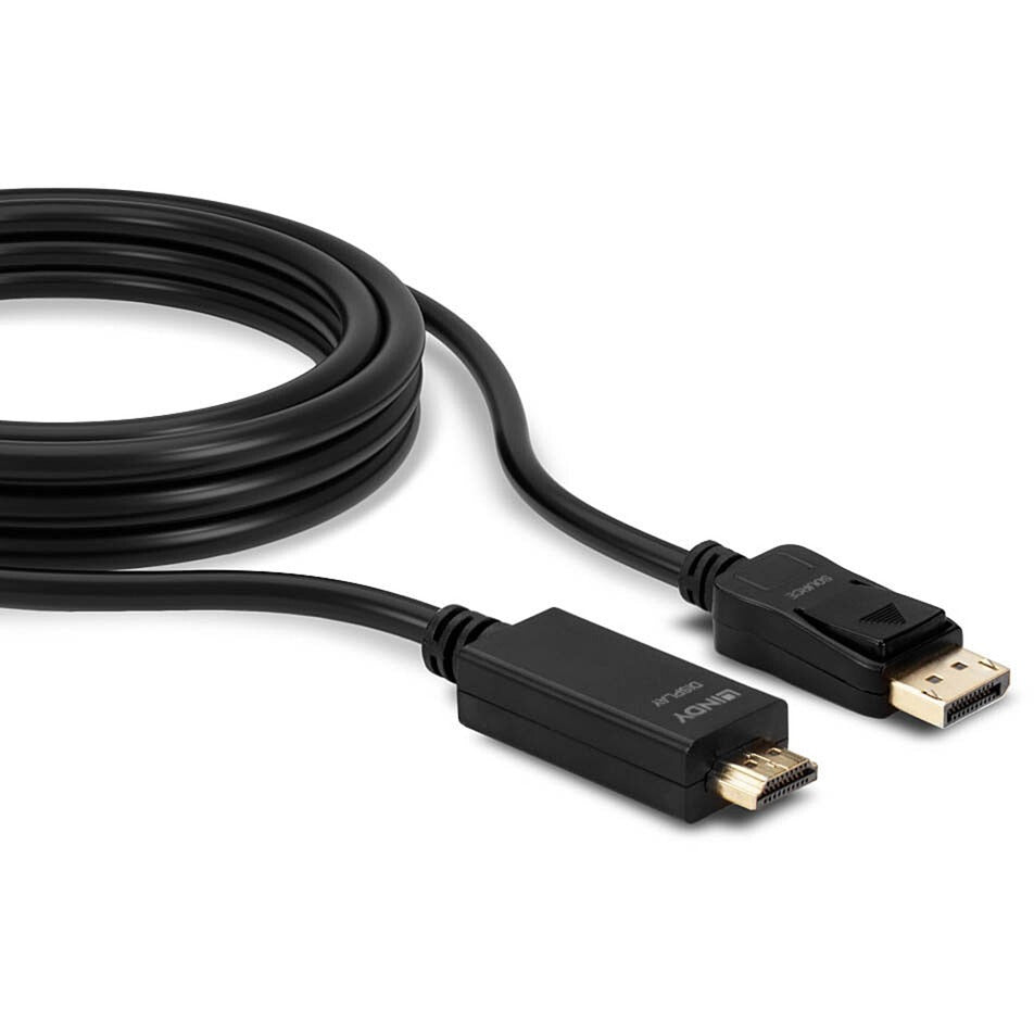 Lindy Adapterkabel DisplayPort > HDMI 10,2 Gbit/s (schwarz, 2 Meter)