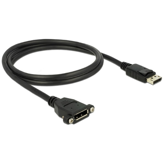 DeLOCK Kabel DisplayPort 1.2 (Stecker) > DisplayPort (Buchse zum Einbau) (schwarz, 1 Meter)