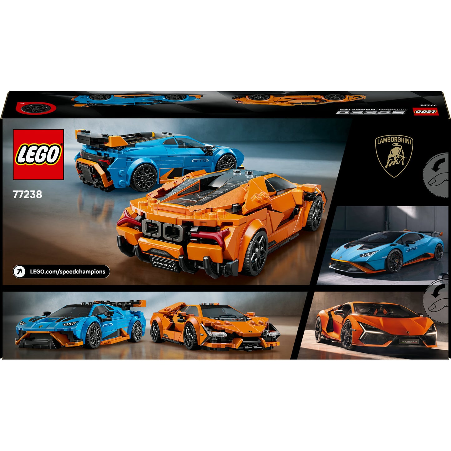 77238 Speed Champions Lamborghini Revuelto und Huracán STO, Konstruktionsspielzeug