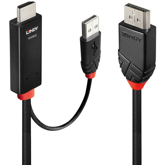 Lindy Adapterkabel HDMI > DisplayPort (schwarz/rot, 1 Meter)