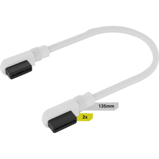 Corsair iCUE LINK Slim-Kabel, 135mm, 90° abgewinkelt (weiss, 2 Stück)