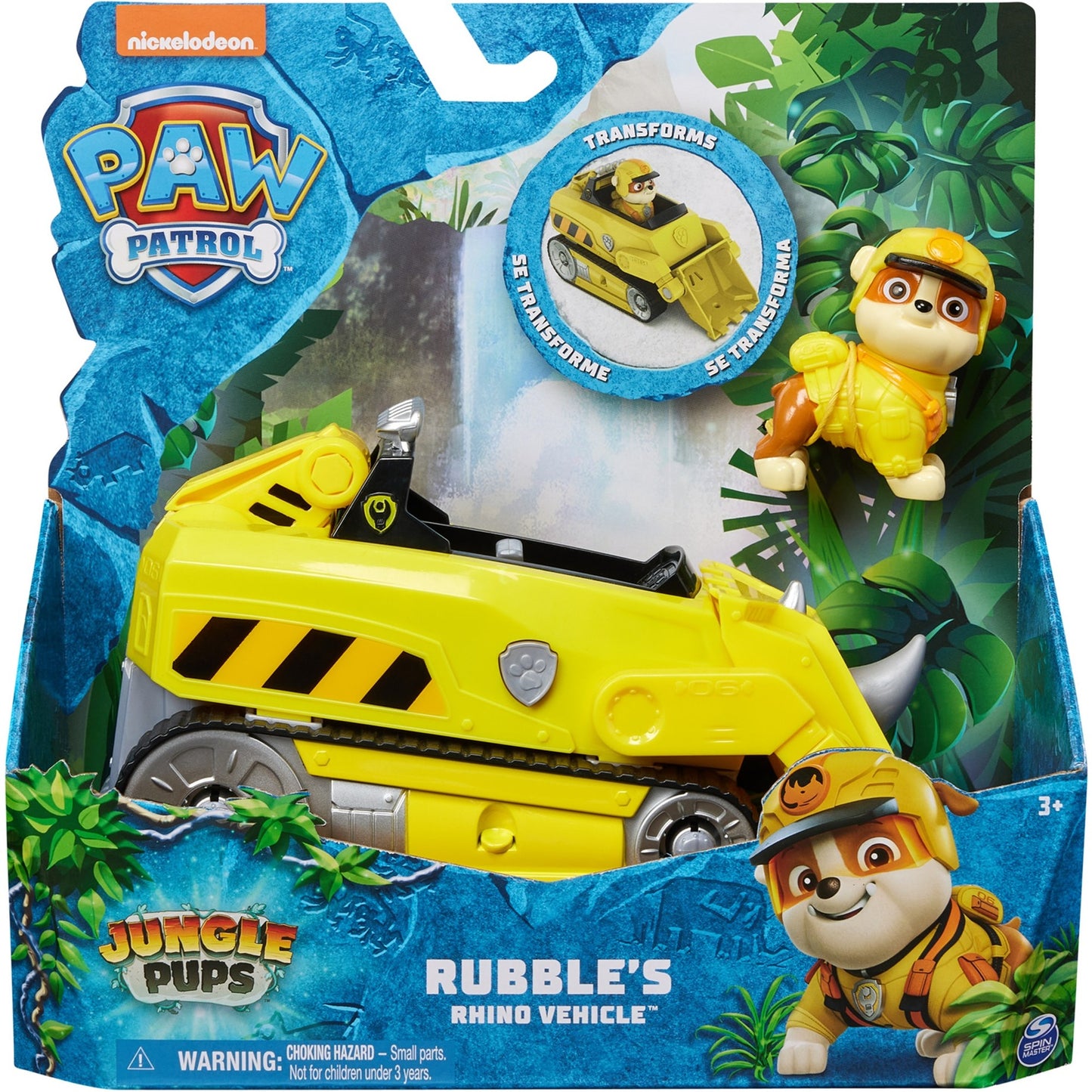 Spin Master Paw Patrol Jungle Pups - Nashorn-Fahrzeug mit Rubble-Figur , Spielfahrzeug