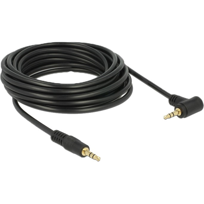 DeLOCK Audiokabel Klinke 3,5mm Stecker > 3,5mm Stecker (schwarz, 5 Meter abgewinkelt)