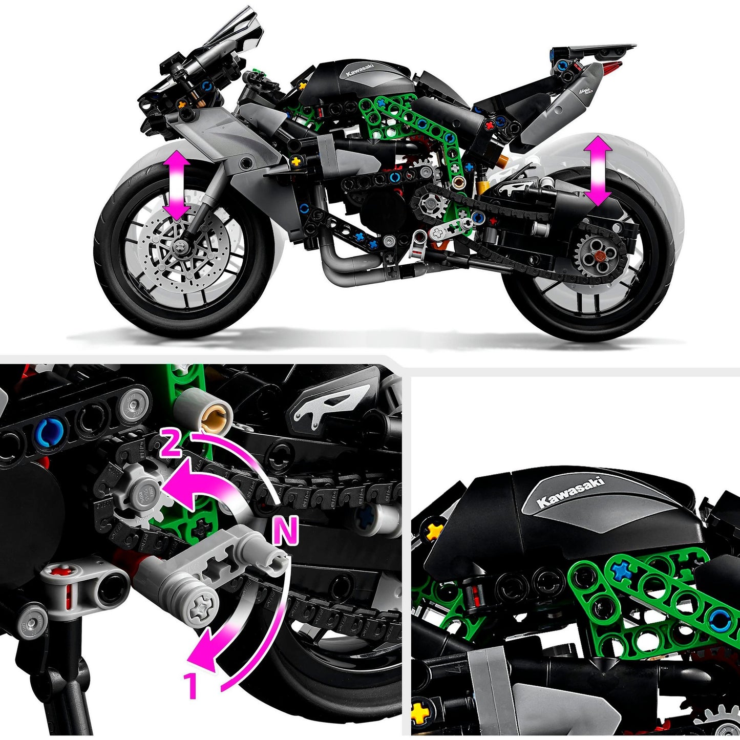 LEGO 42170 Technic Kawasaki Ninja H2R Motorrad, Konstruktionsspielzeug