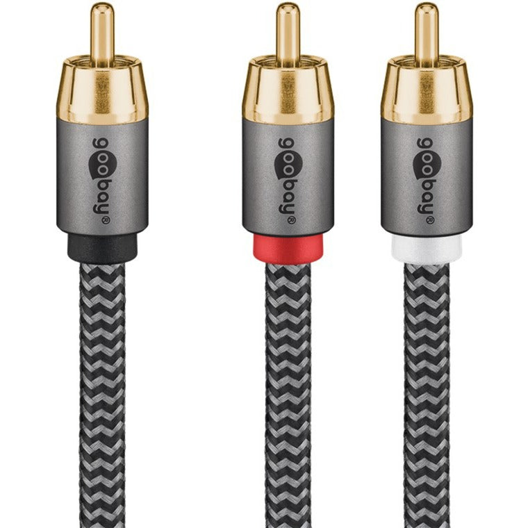 Goobay Plus Cinch Y-Kabel (schwarz/silber, 2 Meter)