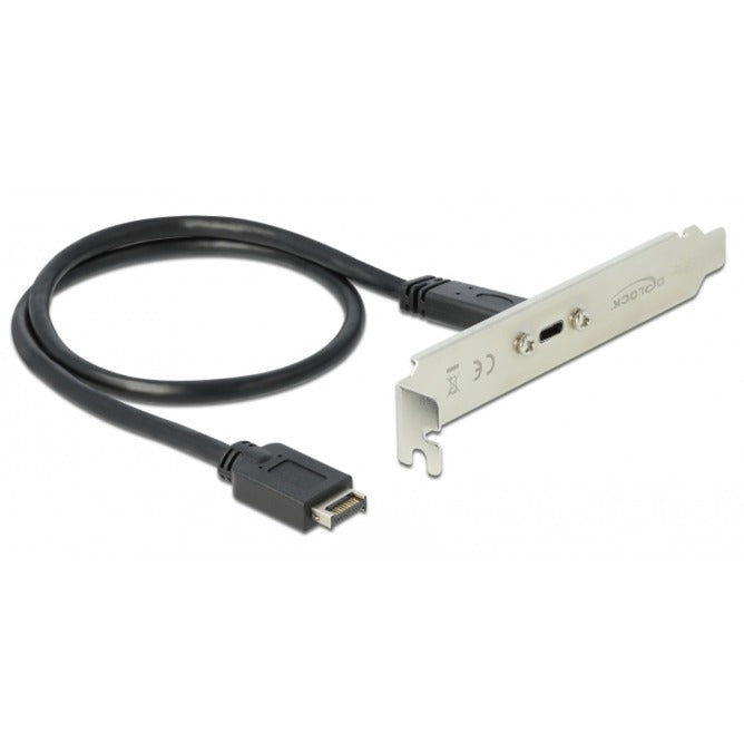 DeLOCK USB 3.2 Gen 2 Slotblech, Key A Stecker > USB-C Buchse (schwarz, 50cm, Laden mit bis zu 60 Watt)