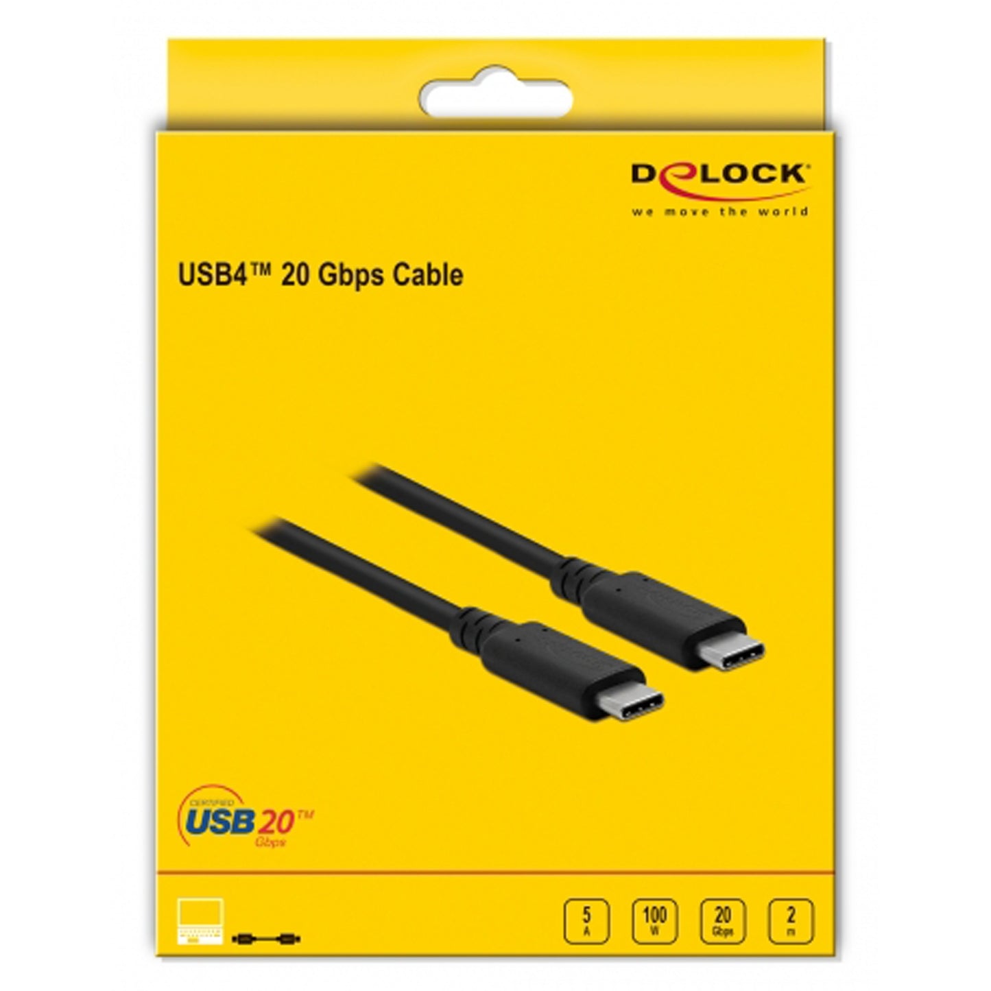 DeLOCK USB4 Gen 2x2 Kabel, USB-C Stecker > USB-C Stecker (schwarz, 2 Meter, PD, Laden mit bis zu 100 Watt)