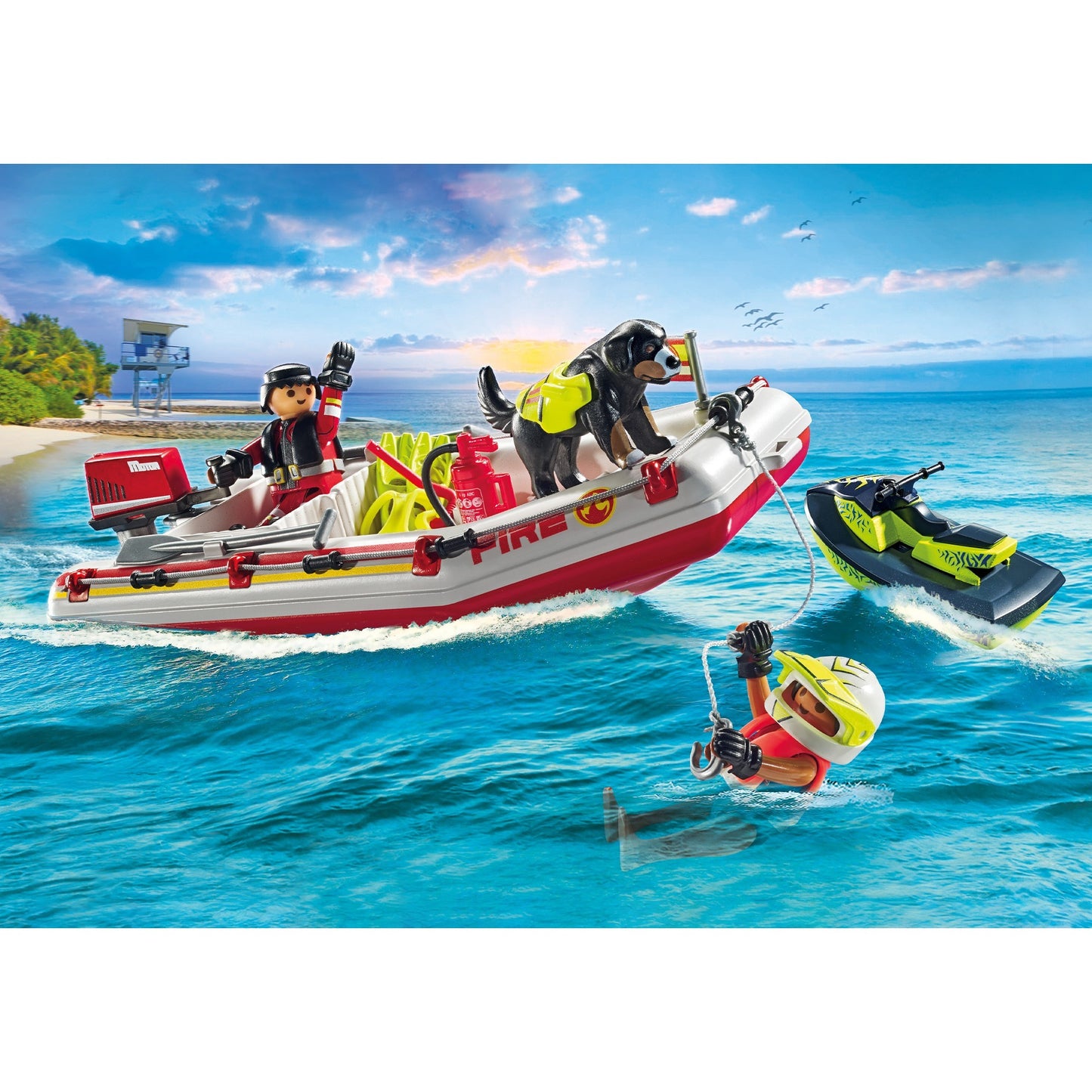 PLAYMOBIL 71464 City Action Feuerwehrboot mit Aqua Scooter, Konstruktionsspielzeug