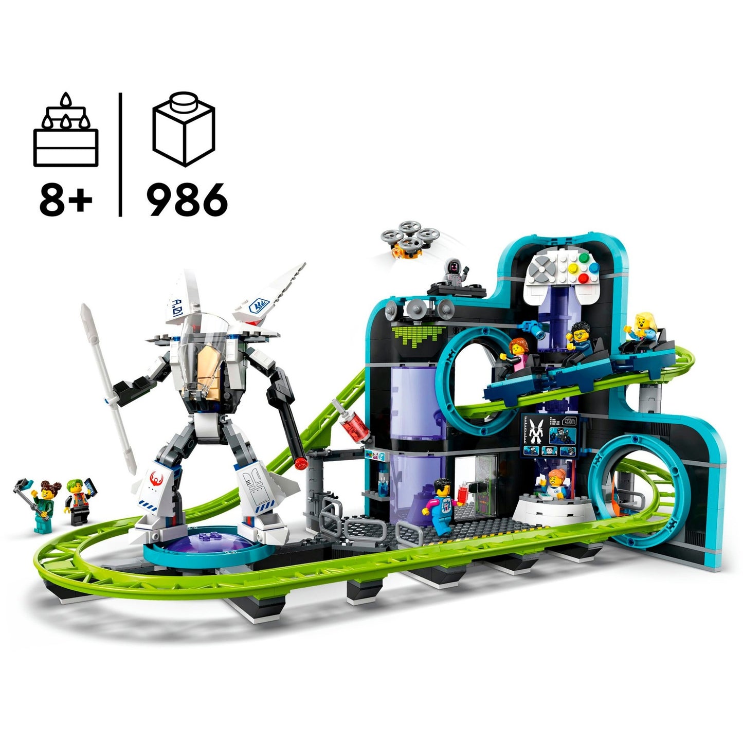 LEGO 60421 City Achterbahn mit Roboter-Mech, Konstruktionsspielzeug