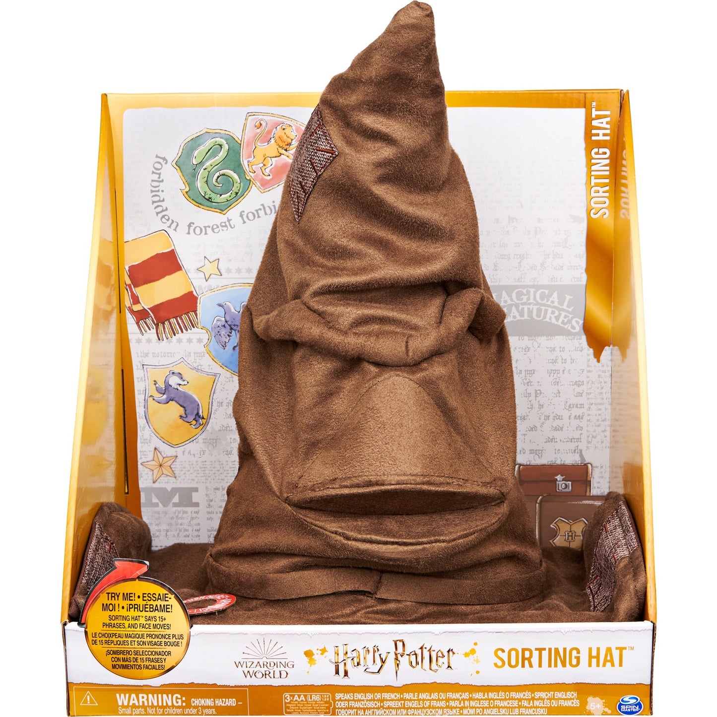 Spinmaster Wizarding World Harry Potter - Interaktiver Sprechender Hut (braun, Mit Sound)